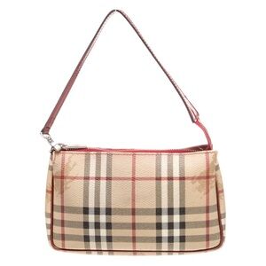 Burberry Haymarket Check Top Handle Zip Closure Logo Clasp Mini Bag